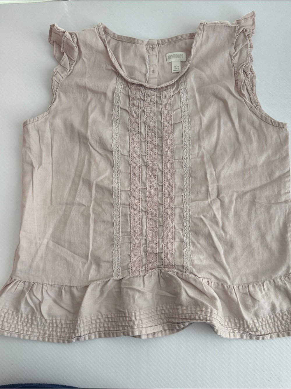 Gymboree Dusty Pink Ruffle Hem Pintuck Sleeveless Top